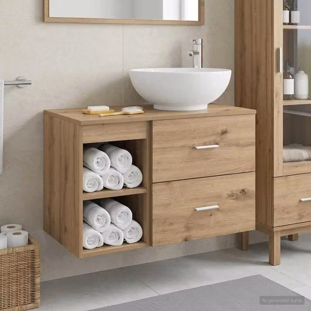 Set di mobili per il bagno 2 pz Rovere Artigianale 3403919