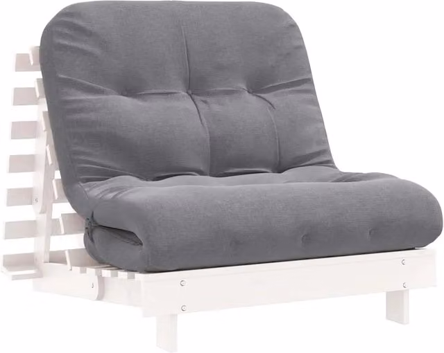 Divano letto | Sof¨¤ letto | Letto singolo Futon con Materasso Bianco 80x206x11cm Legno Pino