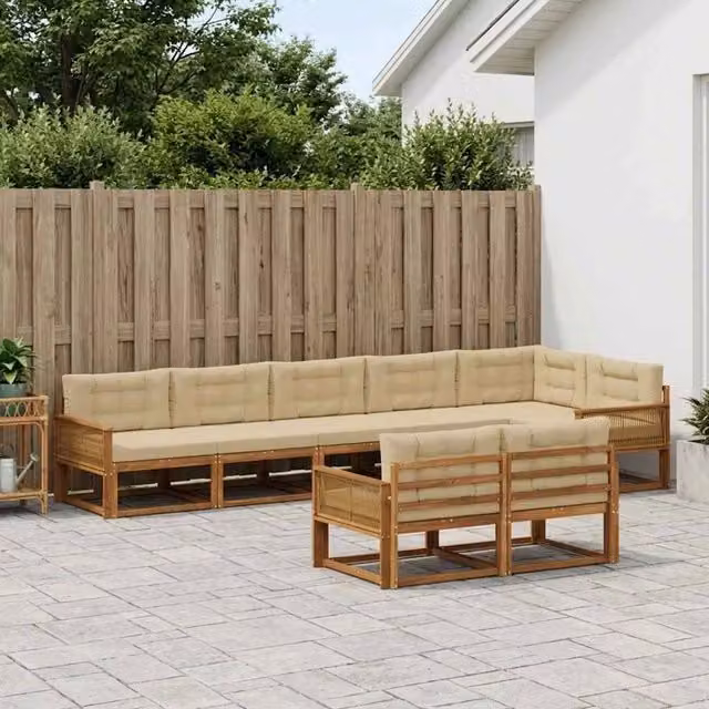 Set di divani da esterno 8 pz Naturale e Beige 3382671