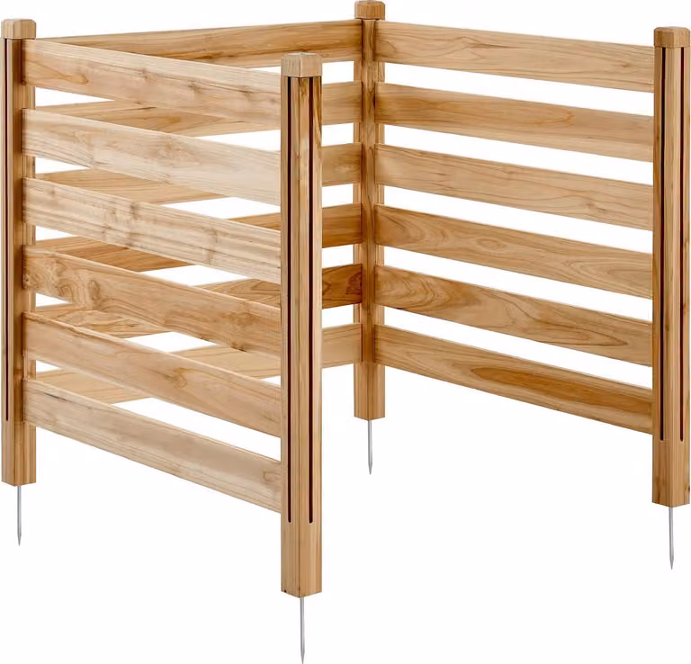 Recinzione in legno per la privacy - Recinzione a 3 doghe - 91,4 x 91,4 cm per pannello - Con paletti in metallo - Per impianti di climatizzazione, tecnologia per piscine e cestini per rifiuti - Per uso esterno
