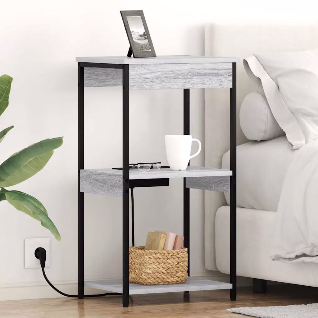 Armadio da Notte Moderno vidaXL Grigio Opaco L 41 cm x P 31 cm x H 76 cm