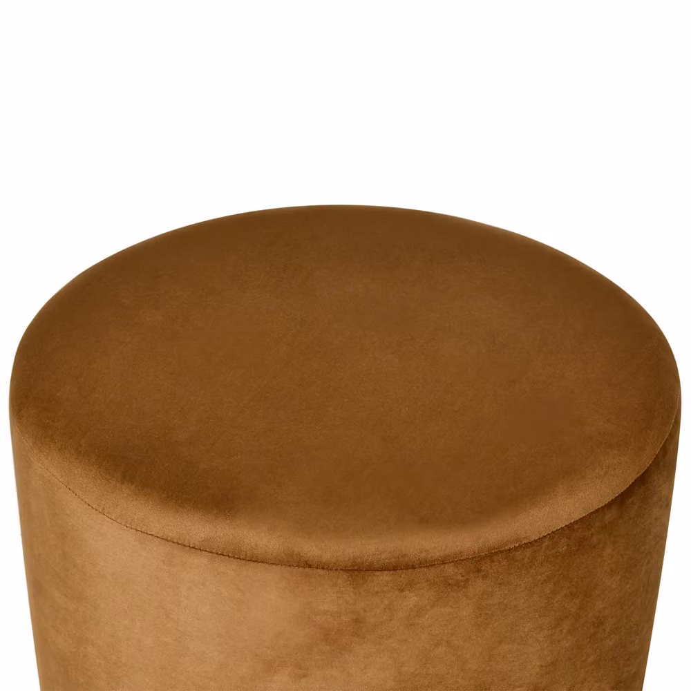 Pouf rotondo in velluto BELIANI marrone e oro per soggiorno e camera da letto L: 61 cm, P: 36 cm, H: 36 cm – 2