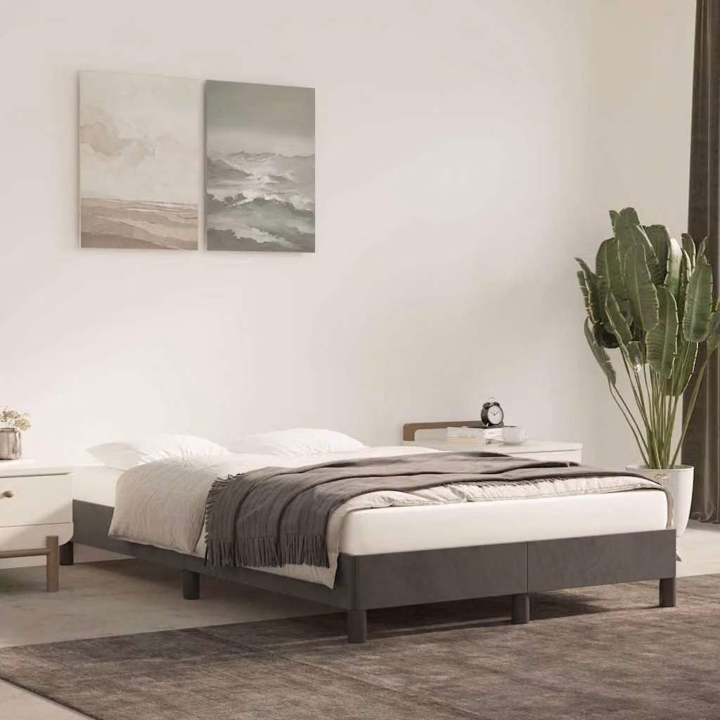 vidaXL Giroletto imbottito in velluto Grigio con doghe in legno L/P: 120 x 200 cm