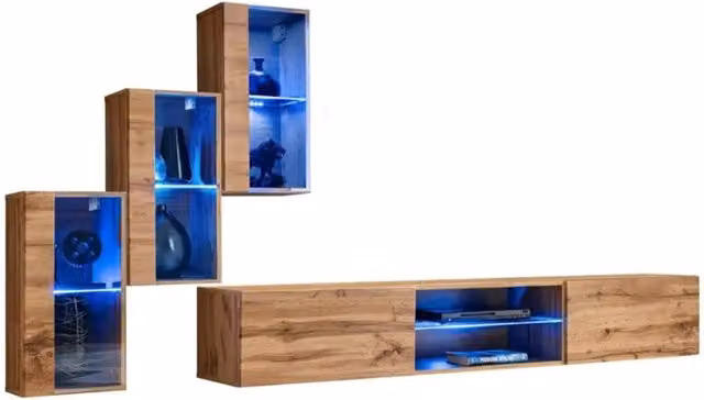 Set di mobili da soggiorno SWITCH XXII – LED – Rovere – Design sospeso