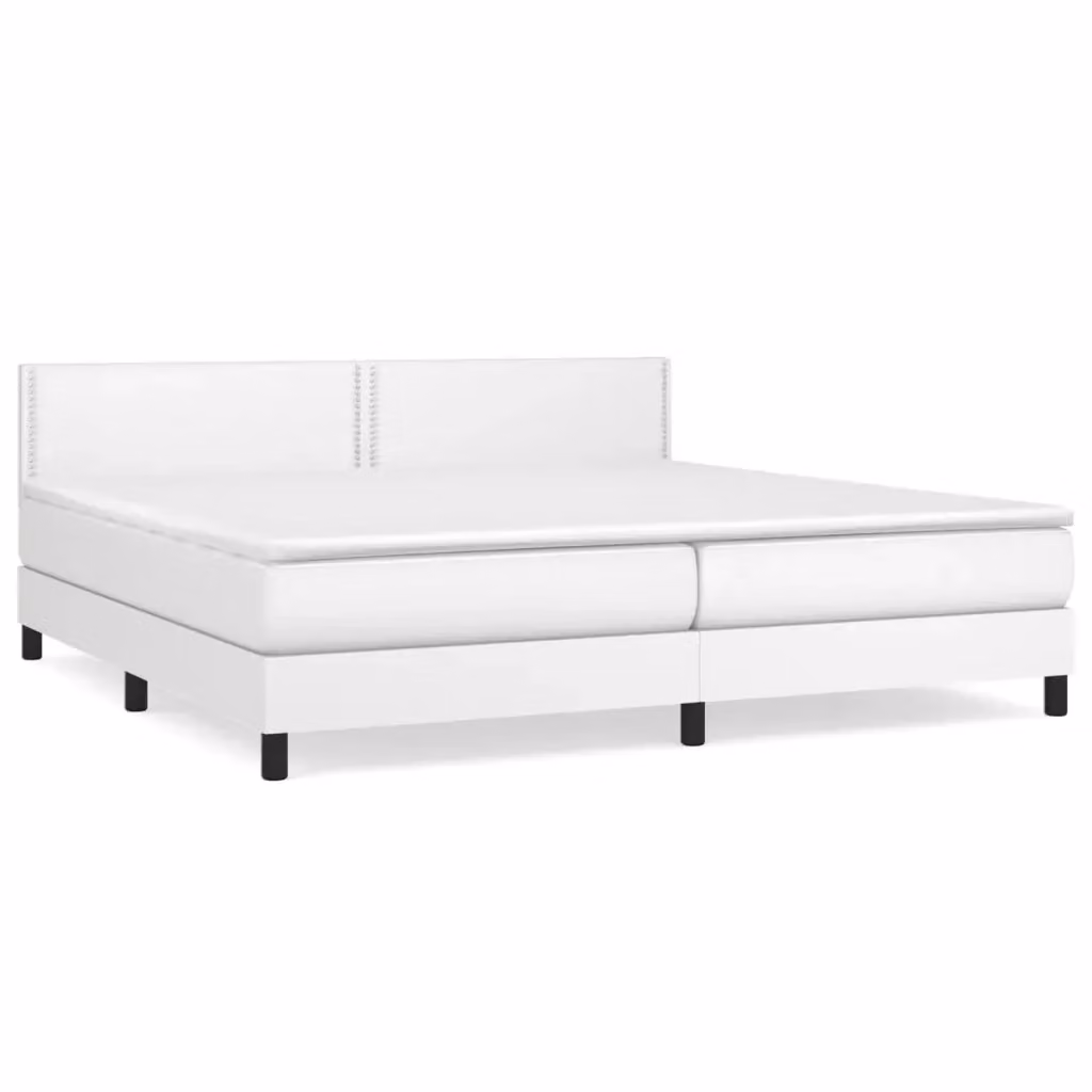 Letto a molle con materasso ibrido vidaXL in similpelle bianca L/P/H: 200 x 200 x 88 cm – 2