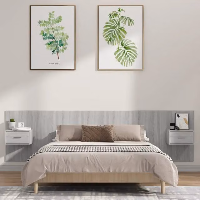 Testiera Letto con Comodini Integrati vidaXL in Legno Multistrato Grigio