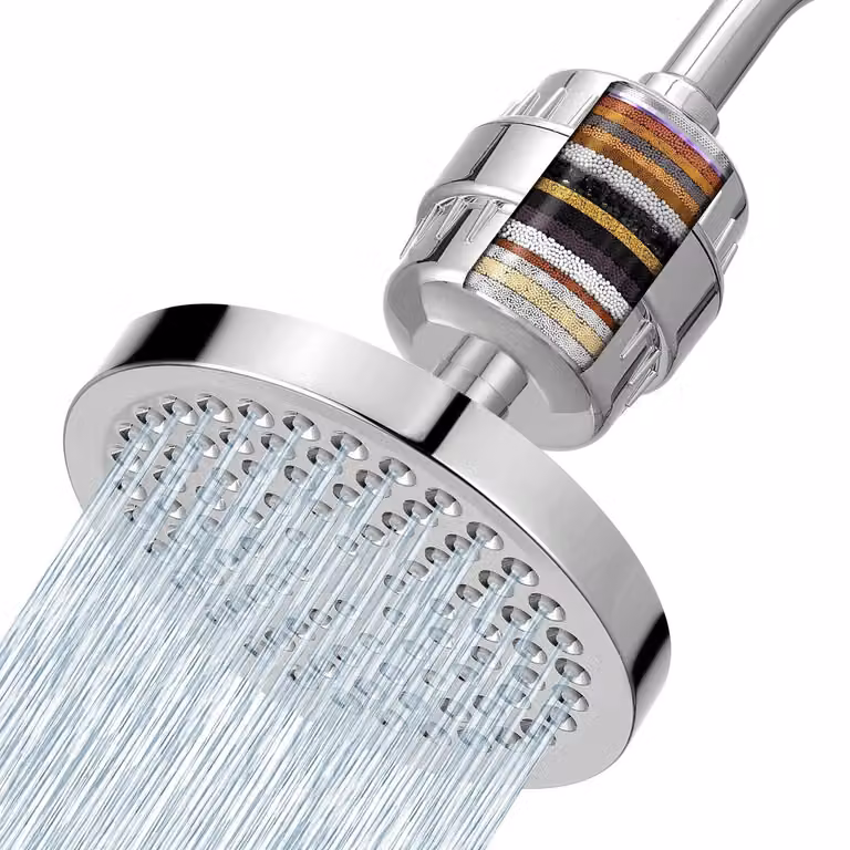 Set di soffioni doccia con filtro per doccia a pioggia a 23 livelli, che rimuove cloro e metalli pesanti, soffione doccia a pioggia ad alta pressione da 15 cm, cromato