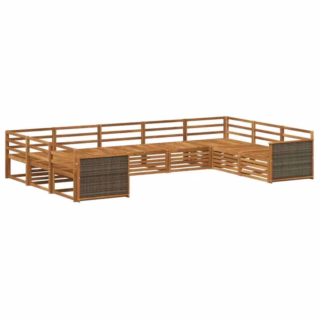 Set di divani da esterno a L vidaXL in legno di acacia massello marrone con cuscini inclusi – 2