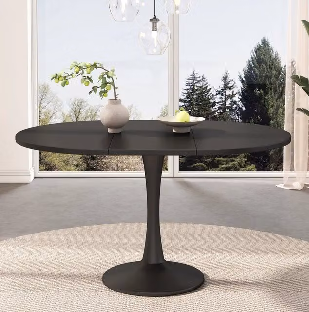 Tavolo da pranzo ovale allungabile in MDF e ferro nero
