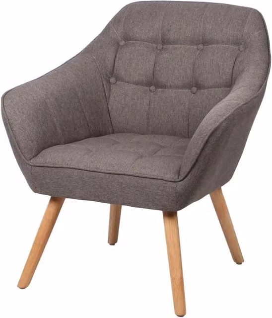 Poltrona in tessuto grigio scuro con piedi in legno – 74x70xH85 cm, altezza seduta 43 cm – Collezione ARCTIKA