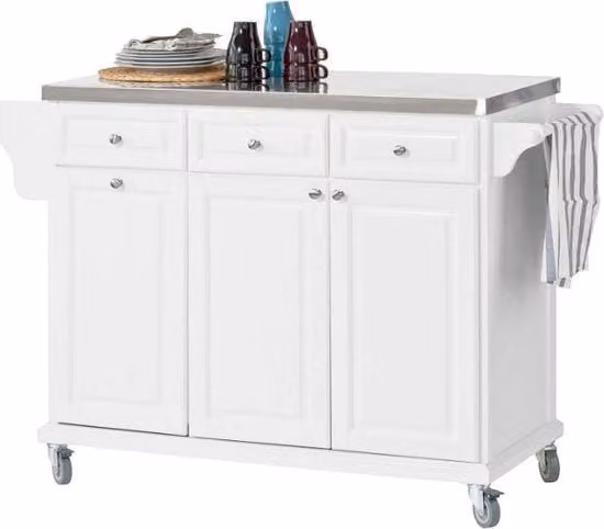 Carrello per cucina in acciaio inossidabile - 3 ante - 107x95x48,5 cm