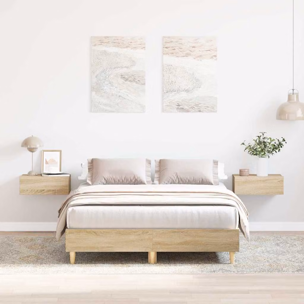 Giroletto vidaXL in Rovere Sonoma e materiali misti con doghe in legno, L/P: 120 x 200 cm