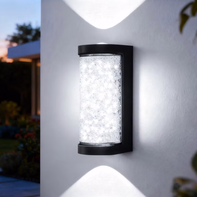 Lampada da parete esterna a LED, 11W, 6000K, rotonda, in metallo, dimensioni 18x8x8 cm