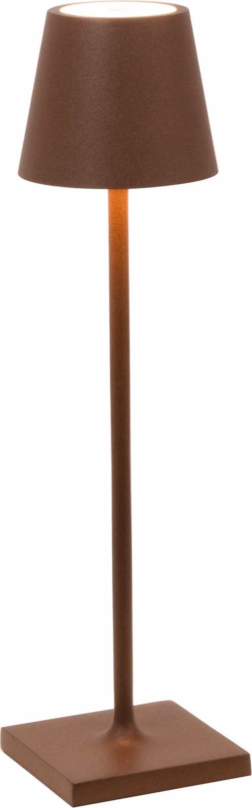 Lampada a led da tavolo Poldina Pro Micro Corten ricaricabile e dimmerabile con batteria fino a 12 ore