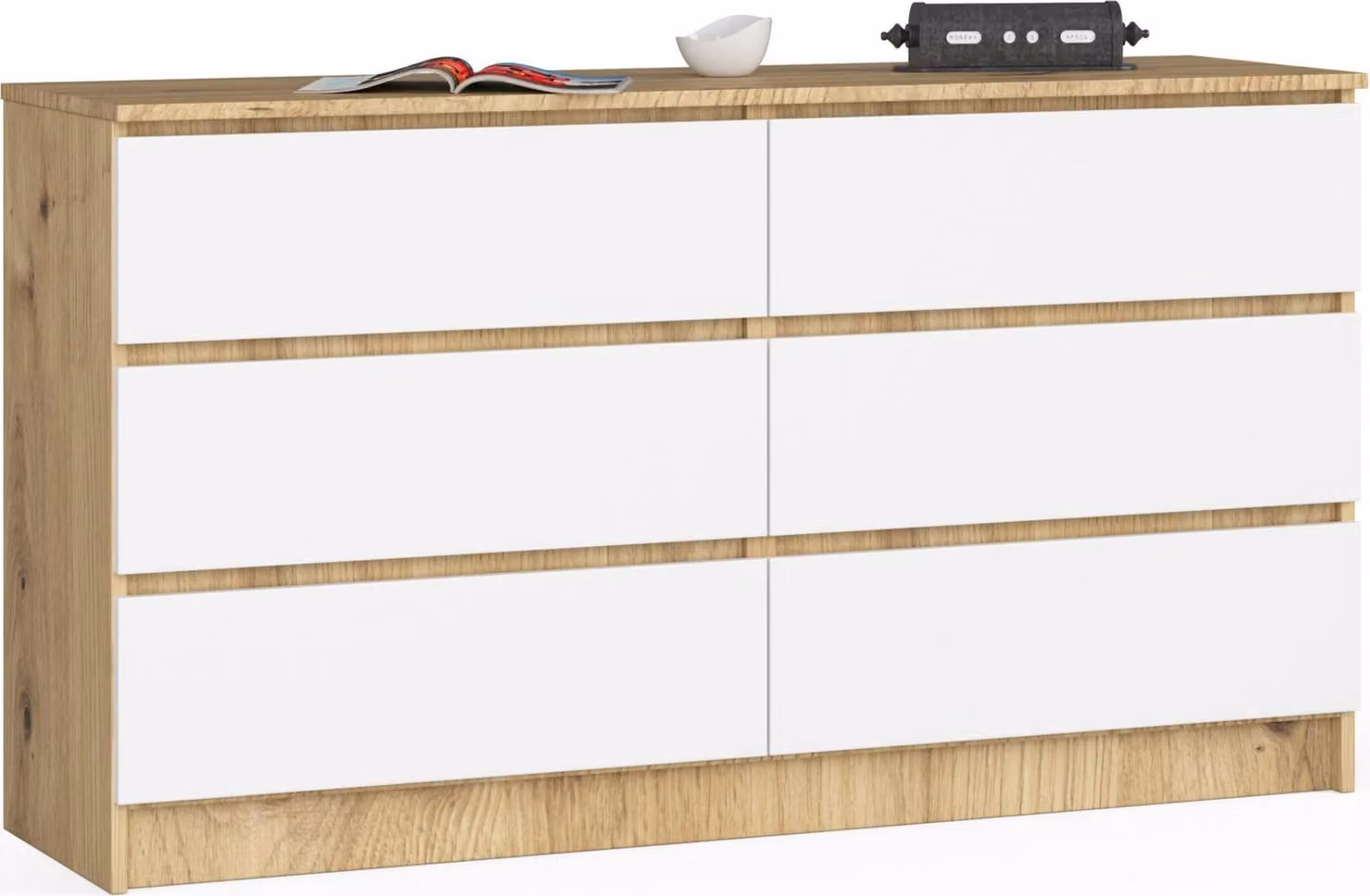 Akord Cassettiera 6 Cassetti Rovere/Bianco 138X40X77 Cm
