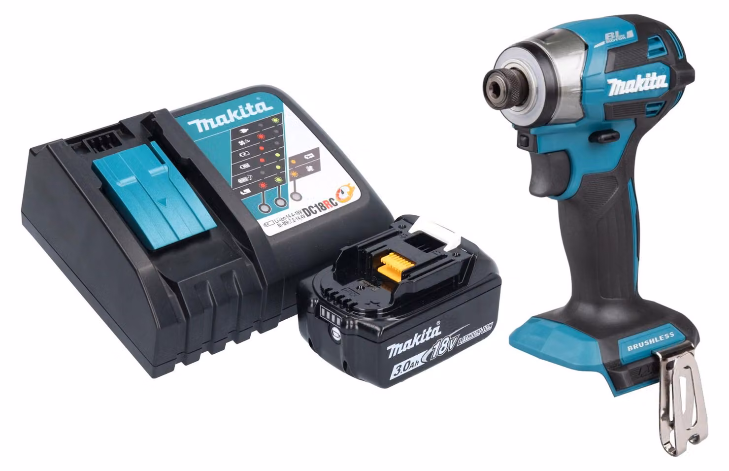 Avvitatore a impulsi a batteria Makita DTD 173 RF1 18 V 180 Nm 1/4" brushless + 1x batteria ricaricabile 3,0 Ah + caricabatterie