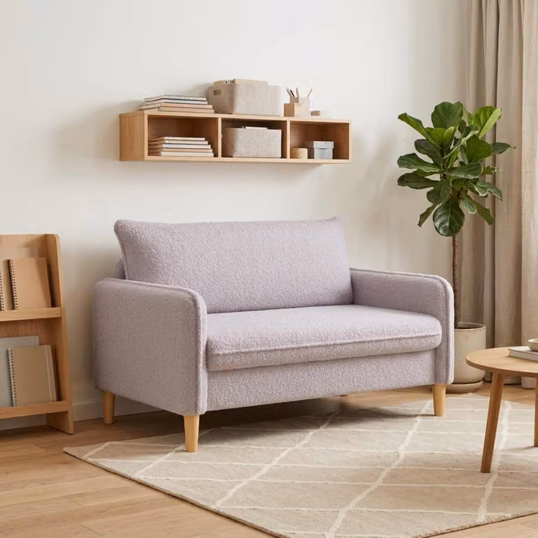 Poltrona XXL vidaXL in tessuto bouclé grigio chiaro con braccioli e design moderno per soggiorno o camera da letto