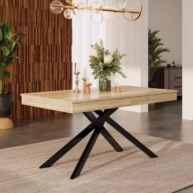 Tavolo da pranzo allungabile 140 180 cm in MDF color rovere, 1 pezzo, rettangolare per 6 8 persone