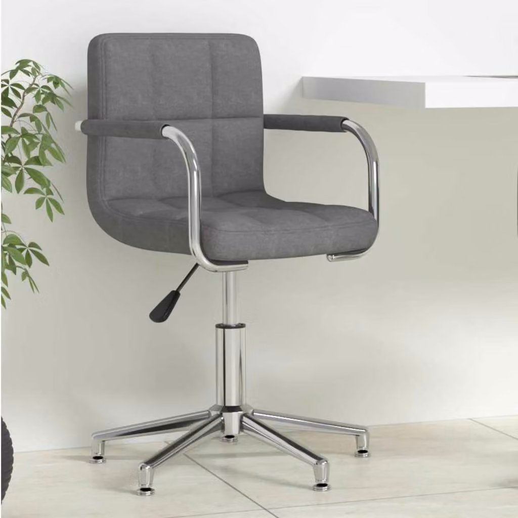Sedia da ufficio girevole vidaXL in tessuto grigio con braccioli e design moderno per casa e ufficio