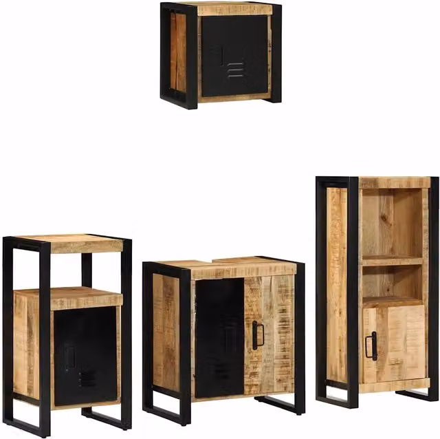 Set di mobili per il bagno 4 pz Marrone e Nero 55 x 35 x 60 cm 3305634
