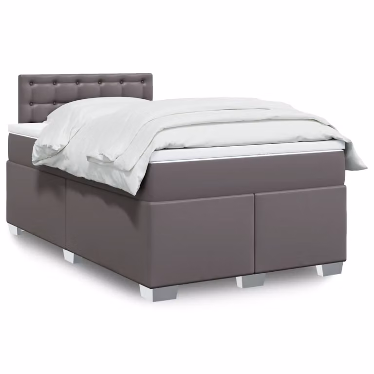 vidaXL Giroletto a Molle con Materasso Grigio e Bianco in Similpelle, L/P/H: 120 x 200 cm