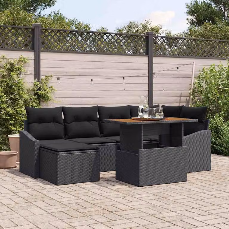 Maison Exclusive - Set da giardino composto da 7 pezzi. Colore: nero e marrone