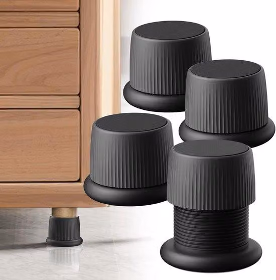 Set di 4 piedini regolabili per tavolo - Piani da tavolo - Regolatori di altezza da ufficio con base antiscivolo e cuscinetti in gomma - Regolatori di altezza per gambe da tavolo in plastica - Altezza 4-6,3 cm - Per regolatori di altezza da ufficio di pic