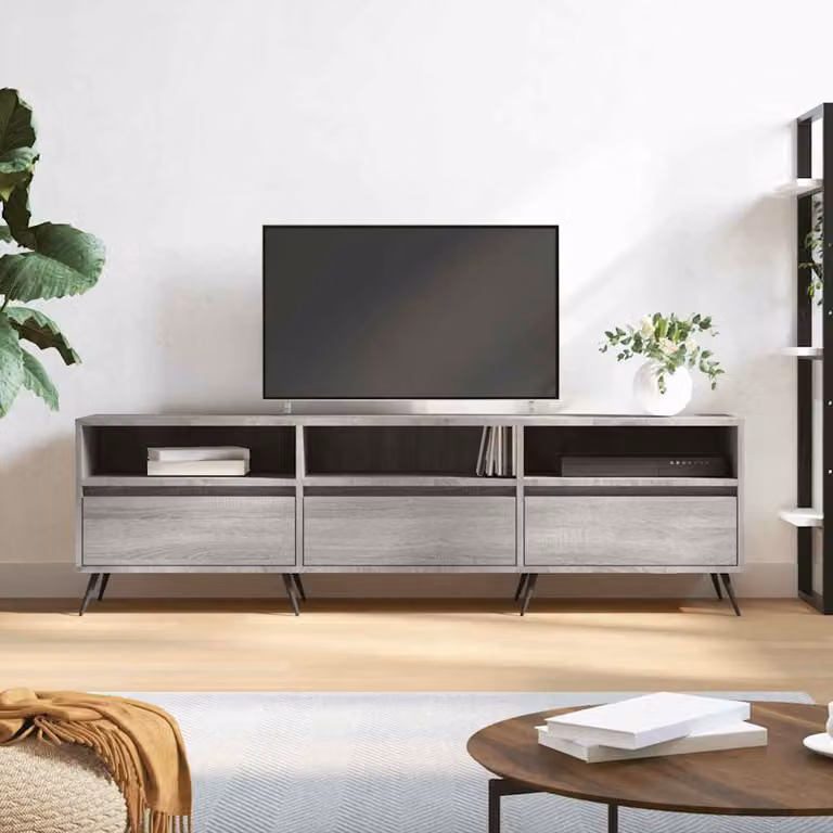 Mobile Porta TV Moderno vidaXL Grigio con Compartimenti Media, L 150 cm x P 30 cm x H 44,5 cm