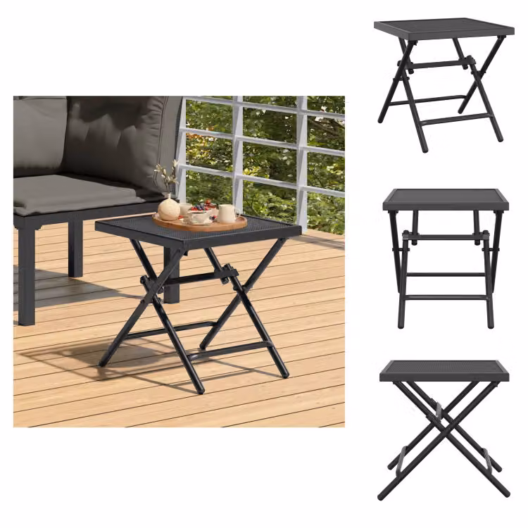 vidaXL Tavolo da giardino pieghevole antracite 38x38x38 cm con griglia in acciaio - Tavoli da giardino