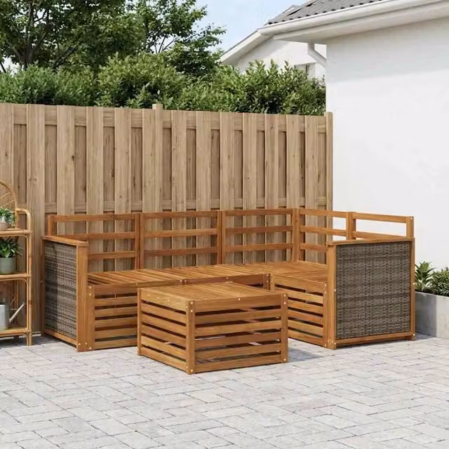 Set di divani da esterno 5 pz Naturale Poliestere 3384315
