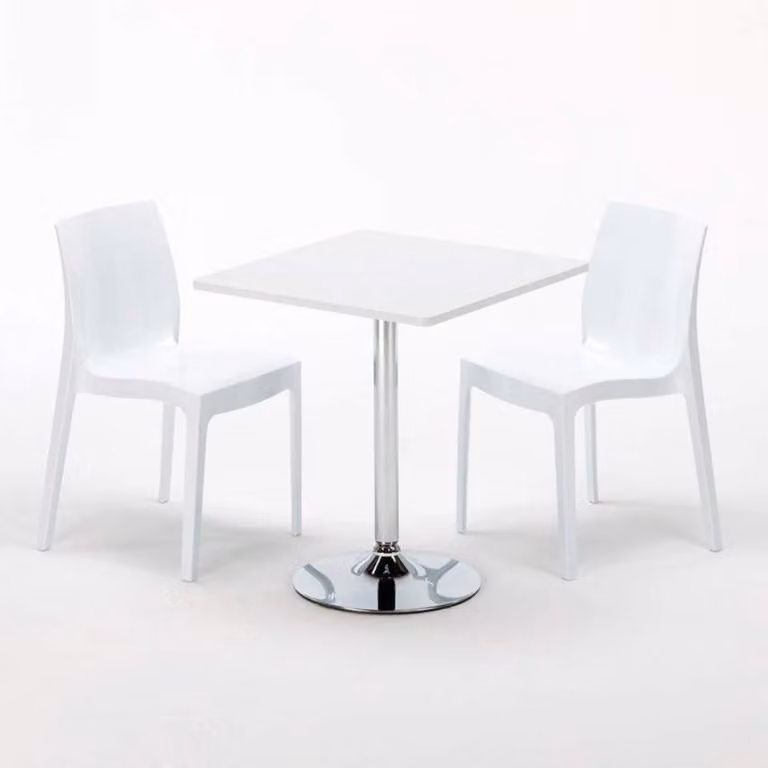 Tavolo quadrato bianco e 2 sedie Set di bastoni da interno in polipropilene colorato Grand Soleil Ice Cocktail - Bianco