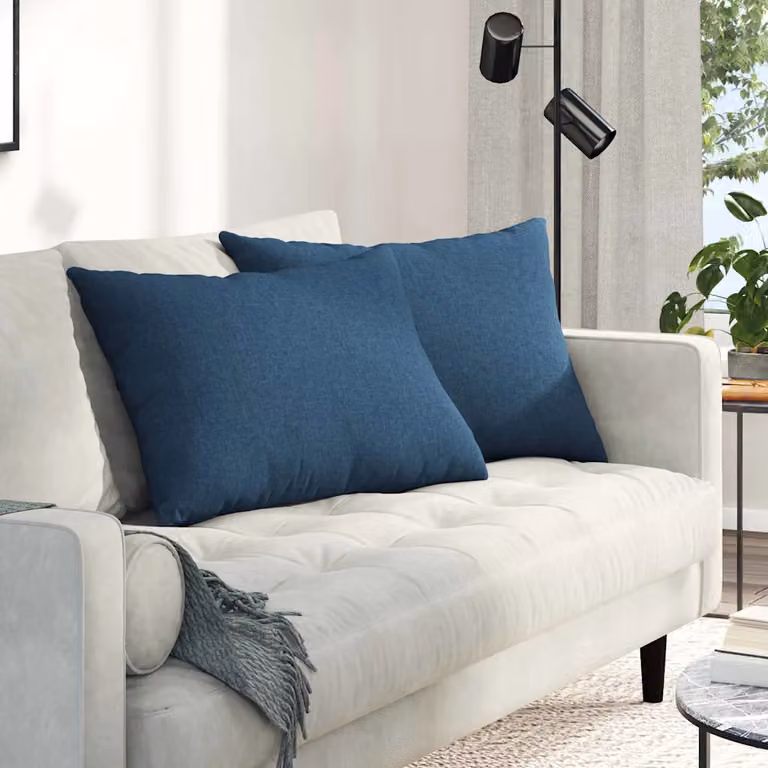 Set di 2 cuscini da divano vidaXL in tessuto blu con fodera rimovibile, L 70 cm x P 50 cm