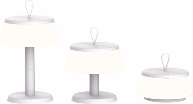 Luxus Europe - Lampada da tavolo Samos 3-in-1, bianca - Lampada da tavolo da esterno senza fili, con altezza regolabile – Ricaricabile