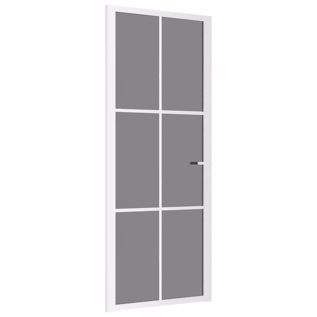 Porta Interna 83x201,5 cm Bianca in Vetro ESG e Alluminio