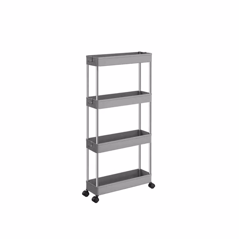 Carrello da Cucina a 4 Ripiani Nero | SONGMICS, Grigio