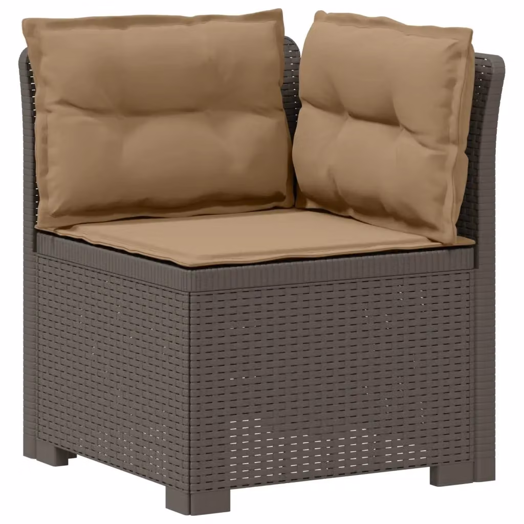 Divano da giardino a 1 posto con cuscini in stile rattan vidaXL, grigio e marrone, L: 70 cm, P: 62 cm, H: 62 cm – 2