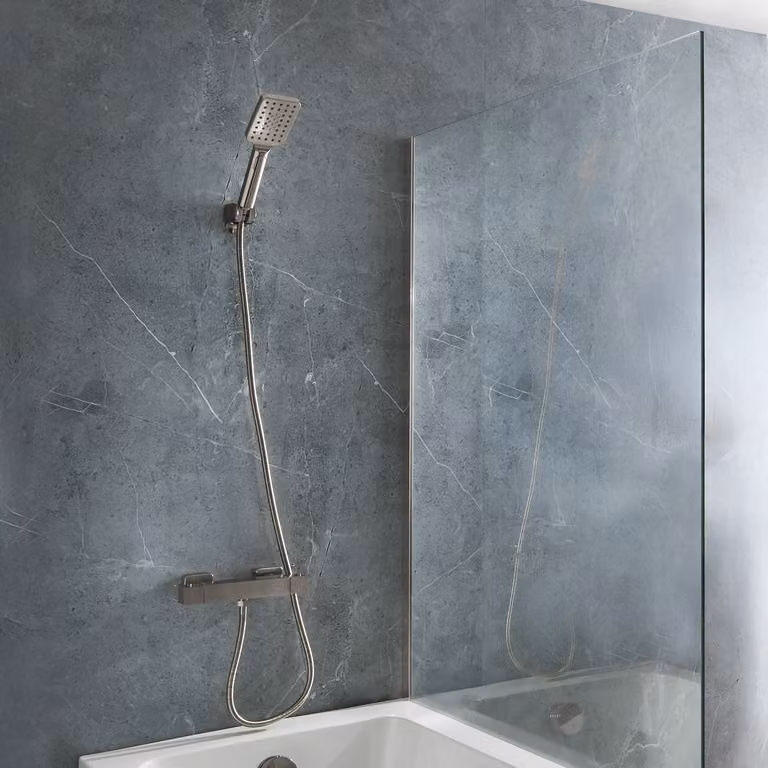 Miscelatore Quadrato Termostatico a Barra con Doccetta - Grigio Canna di Fucile - Rune