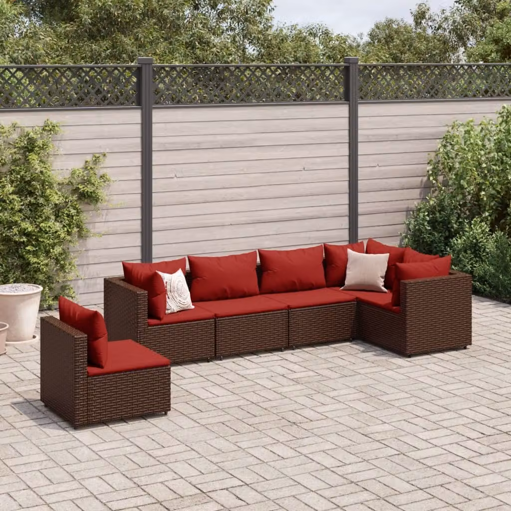 Maison Exclusive - Set Mobili da Giardino 6pz con Cuscini in Polyrattan Marrone