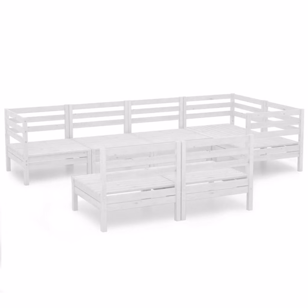 Set Salotto da Giardino 7 pz in Legno Massello di Pino Bianco