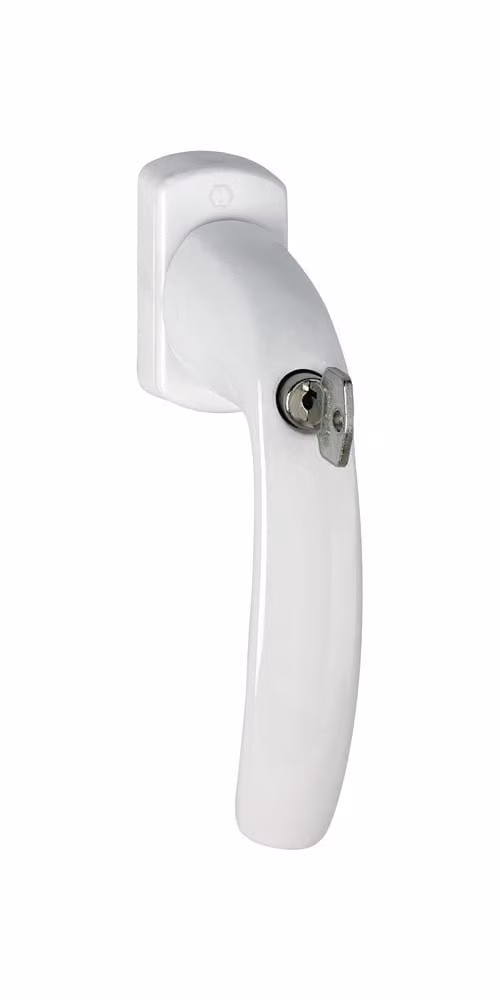 Maniglia per finestra NY 0810SVS/U10 alluminio F9016/bianco traffico 35 mm con serratura HOPPE