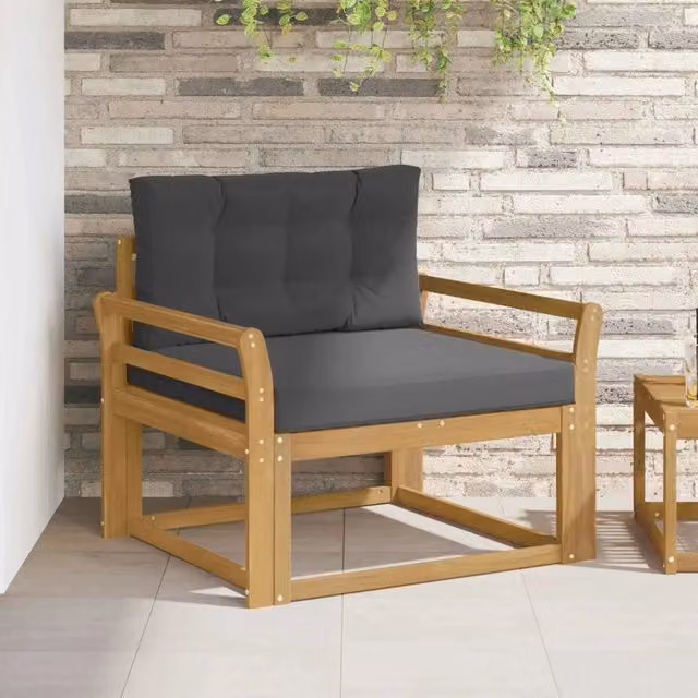 Divano centrale componibile per esterno in legno di acacia e poliestere bianco DESIGN IN – 1