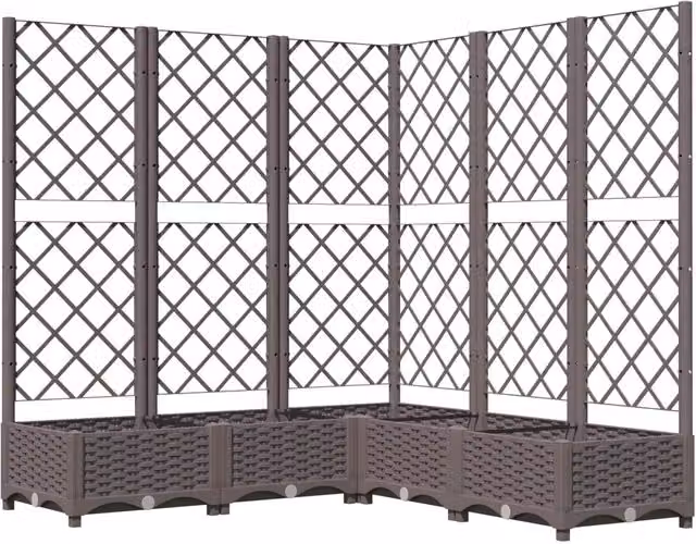 Fioriera con graticcio per piante rampicanti marrone in plastica L/P/H: 120 x 120 x 121,5 cm – 1