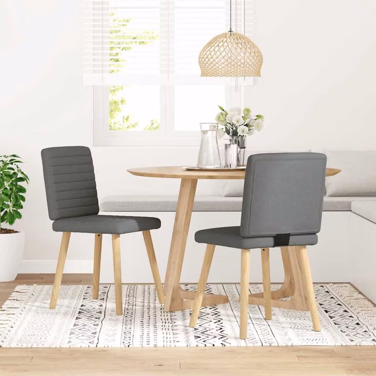 Set di 2 sedie da pranzo vidaXL in tessuto grigio scuro con struttura in legno e metallo