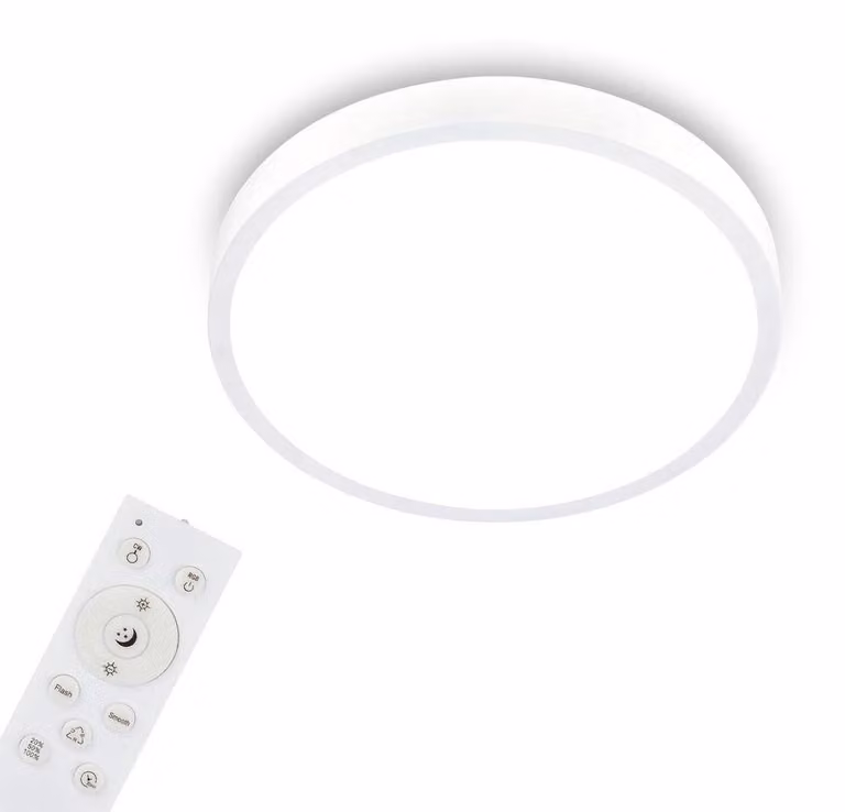 BRILONER - Lampada da soffitto a LED RGBW, Lampada da soffitto a LED dimmerabile, colori di luce colorati, bianco neutro, lampada da parete, telecomando, bianco, Ø380x50 mm