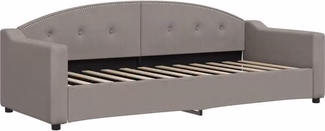 Letto singolo da giorno DESIGN IN in tessuto color tortora con struttura imbottita L 80 x P 200 cm
