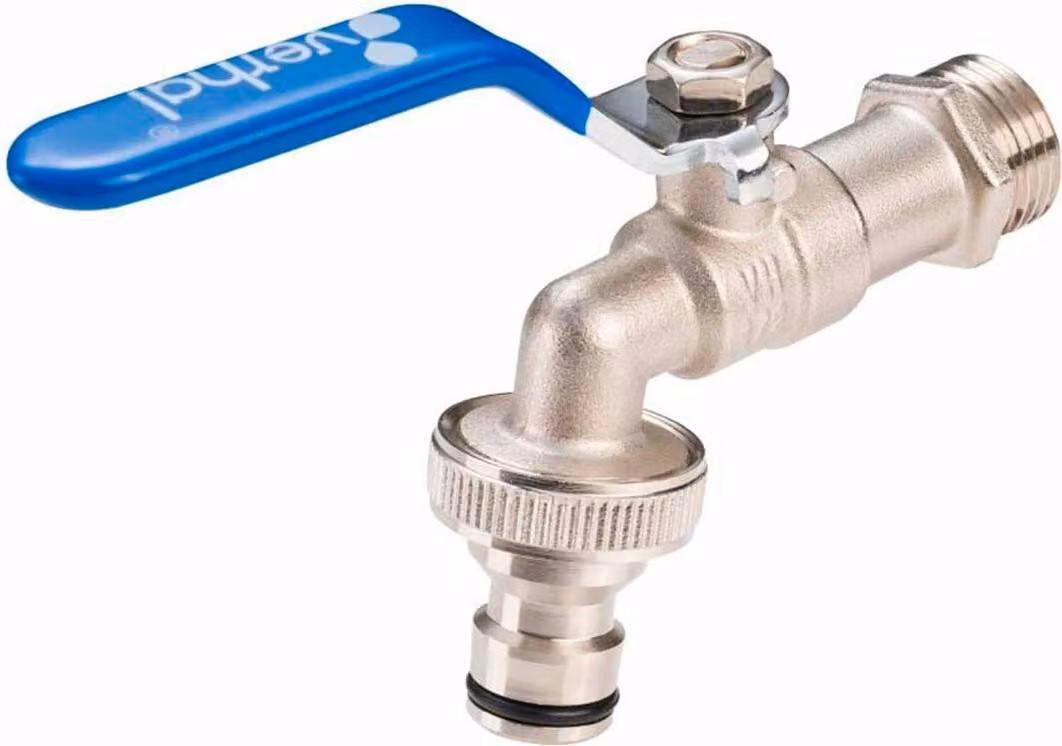 Rubinetto Verhal 1/2" x 3/4" acciaio cromo acciaio inox ottone Teflon