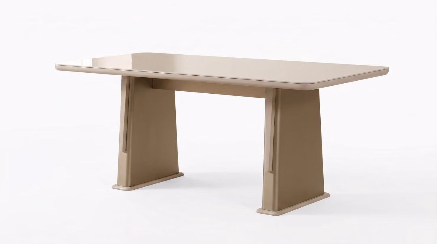 Tavolo da pranzo beige, stile moderno, elegante, armonioso, minimalista, raffinato