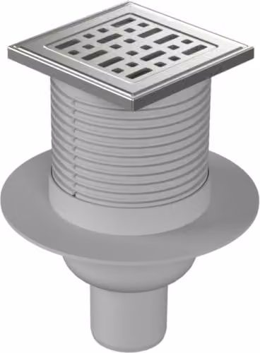 Scarico a filo pavimento in basso D50, collare, griglia in acciaio inossidabile FACE F1 416 L