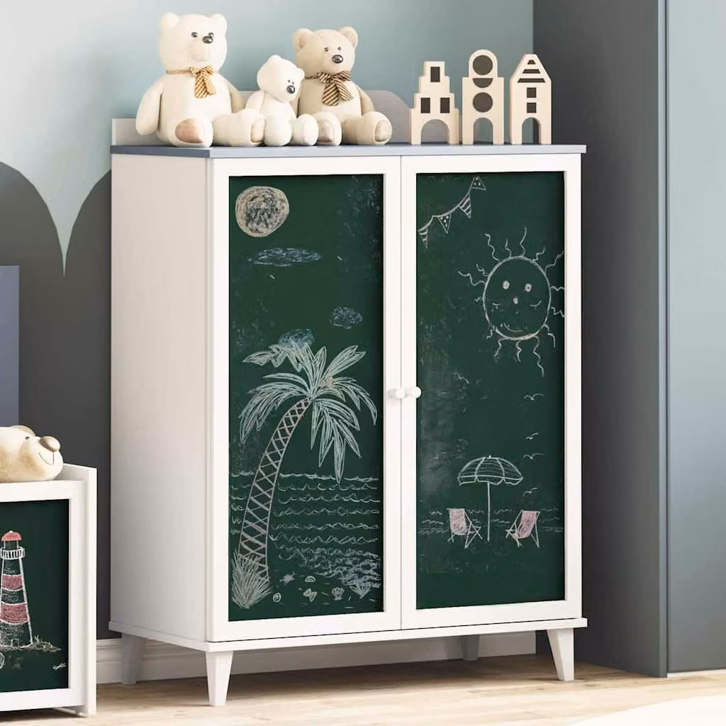 vidaXL Storage creativo per bambini ROROS Grigio, Bianco e Verde L/P/H: 110 x 40 x 80 cm