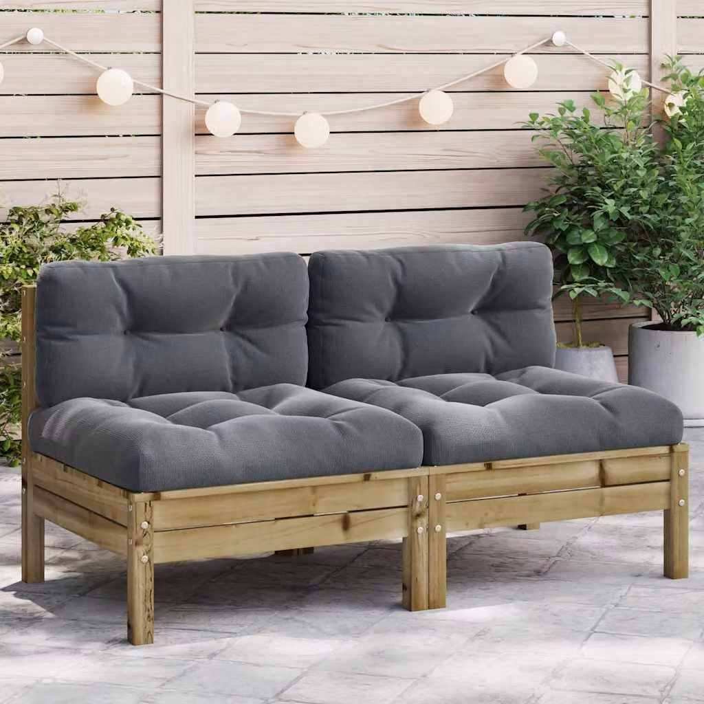 Set di 2 divani da giardino vidaXL in pino impregnato con cuscini in stile rustico – 1